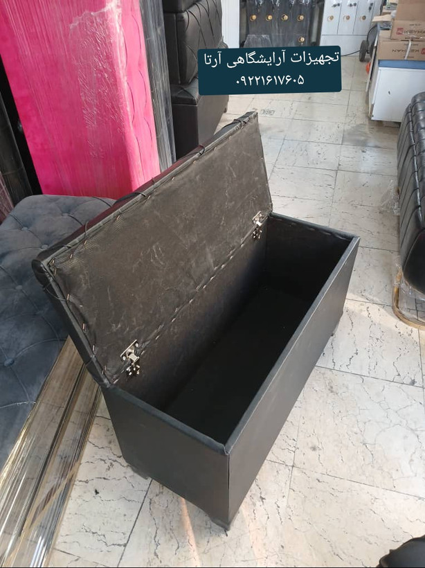 پاف باکسدار دونفره ابعا۴۰×۱۰۰روکش چرم